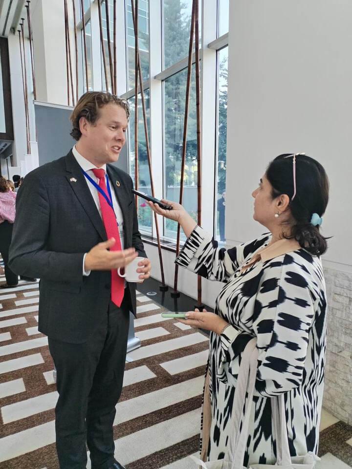 Ambassador Jurriaan Middelhoff being interviewed during the Youth and Children’s Water and Climate Forum